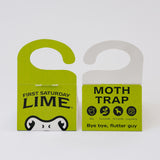 Two green moth traps with text on a white background